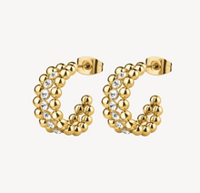 Load image into Gallery viewer, Perfect Stainless Steel Gold Crystal Huggie Earrings by Brosway
