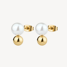 Load image into Gallery viewer, Perfect Stainless Steel Gold Pearl Earrings by Brosway