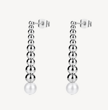 Load image into Gallery viewer, Perfect Stainless Steel Silver Bead Pearl Drop Earrings by Brosway