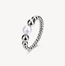 Load image into Gallery viewer, Perfect Stainless Steel Silver Beaded Pearl Ring by Brosway