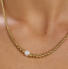 Load image into Gallery viewer, Perfect Stainless Steel Pearl Gold Beaded Necklace by Brosway