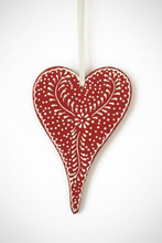 Load image into Gallery viewer, Scandinavian-Style Folk Art Heart Ornaments--3 Assorted