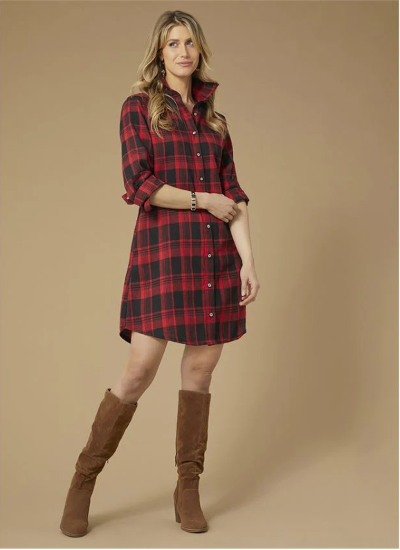 Joy Red Plaid Tunic Dress or Shacket SALE size L XL only