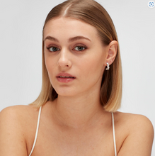 Load image into Gallery viewer, Sterling Silver Single Circle Earring with Baguette Clear CZ by Brosway