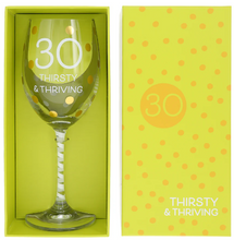 Load image into Gallery viewer, 30th Birthday 16 oz Crystal Wine Glass - Boxed Gift