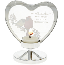 Load image into Gallery viewer, Family You Choose 5" Glass Heart Tea Light Candle Holder
