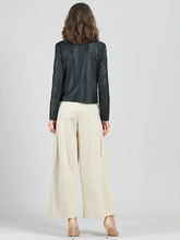 Load image into Gallery viewer, Black Liquid Leather Drape Neck Jacket by Clara Sunwoo