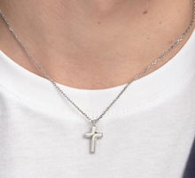 Load image into Gallery viewer, Men's Stainless Steel Cross Pendant Necklace by Brosway