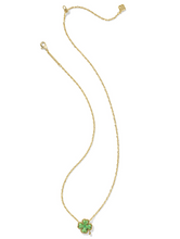 Load image into Gallery viewer, Kendra Scott Silver Clover Pendant Necklace Lime Green Magnesite