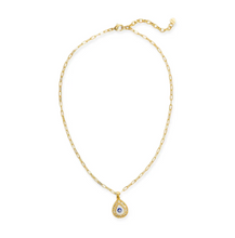 Load image into Gallery viewer, Gold Mother of Pearl Enamel Evil Eye Necklace