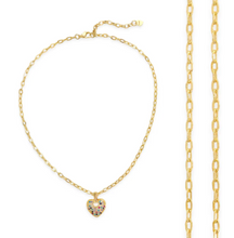 Load image into Gallery viewer, Gold Multi Colored CZ Heart Necklace