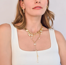 Load image into Gallery viewer, Gold Cross Charm Necklace - cross, heart, key, cherub