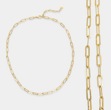 Load image into Gallery viewer, Textured Paperclip Chain Necklace Gold Convertible Length