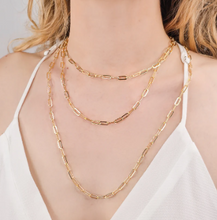 Load image into Gallery viewer, Textured Paperclip Chain Necklace Gold Convertible Length