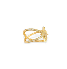 Load image into Gallery viewer, CZ Starburst Ring Gold - Star of Bethlehem size 7-7 1/2