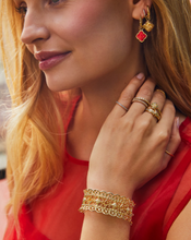 Load image into Gallery viewer, Kendra Scott Mallory Rose Huggie Earrings Gold Red Mother of Pearl - Final Sale