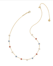 Load image into Gallery viewer, Kendra Scott Sierra Star Crystal Strand Necklace Red White and Blue Mix