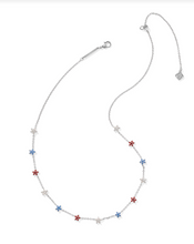 Load image into Gallery viewer, Kendra Scott Sierra Star Crystal Strand Necklace Red White and Blue Mix