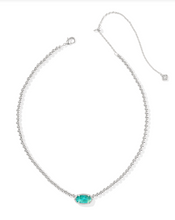 Load image into Gallery viewer, Kendra Scott Elisa Beaded Necklace Rhodium Bright Aqua Illusion