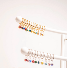 Load image into Gallery viewer, 18KT Gold PVD Birthstone Huggie Earrings