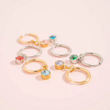 Load image into Gallery viewer, 18KT Gold PVD Birthstone Huggie Earrings