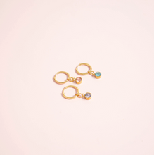 Load image into Gallery viewer, 18KT Gold PVD Birthstone Huggie Earrings