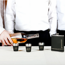 Load image into Gallery viewer, Groomsman One 8 oz Flask and 1.5 oz Shot Glasses