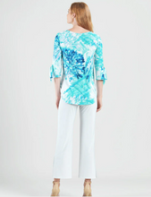 Load image into Gallery viewer, Floral Print Soft Knit Scoop Tunic with Cuff Tie Detail by Clara Sunwoo