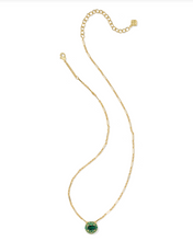 Load image into Gallery viewer, Kendra Scott Bella Short Pendant Necklace Gold Dark Green Crystal