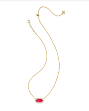 Load image into Gallery viewer, Kendra Scott Elisa Bezel Necklace Gold Carmine Red Illusion