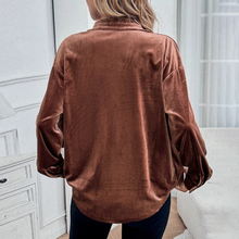 Load image into Gallery viewer, Women's Long Sleeve Velvet Cardigan Top Green