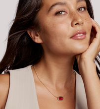 Load image into Gallery viewer, Kendra Scott Elisa Bezel Necklace Gold Carmine Red Illusion