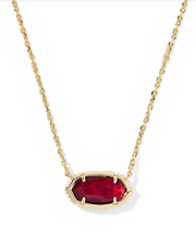Load image into Gallery viewer, Kendra Scott Elisa Bow Pendant Necklace Gold Dark Burgundy Illusion