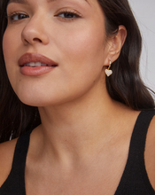 Load image into Gallery viewer, Kendra Scott Ari Heart Rose Quartz Huggie Drop Earrings