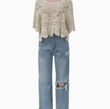 Load image into Gallery viewer, White Lace Bell Flare Sleeve Top Cover Up