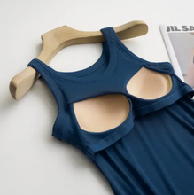 Load image into Gallery viewer, Essential Basic Rib Tank Top with Built In Bra Dark Blue