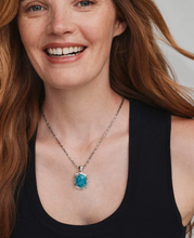 Load image into Gallery viewer, Kendra Scott Silver Tiger Striped Daphne Blue Marble Necklace