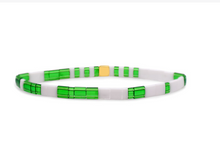 Load image into Gallery viewer, Game Day Green & White Morse Code Bracelet