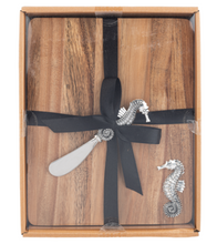 Load image into Gallery viewer, Silver Seahorse Rectangle Cutting Board and Spreader