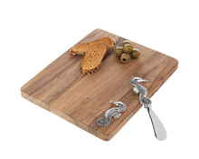 Load image into Gallery viewer, Silver Seahorse Rectangle Cutting Board and Spreader