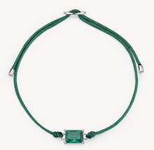 Load image into Gallery viewer, Silver Bracelet with Green Cord and Emerald CZ by Brosway