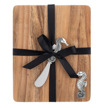 Load image into Gallery viewer, Silver Seahorse Rectangle Cutting Board and Spreader