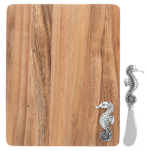 Load image into Gallery viewer, Silver Seahorse Rectangle Cutting Board and Spreader