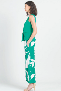Clara Sunwoo Sleeveless V-Neck Center Front Tie Top - Emerald Green