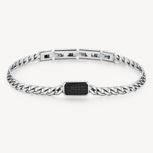 Load image into Gallery viewer, Stainless Steel Chain Bracelet with Black CZ by Brosway