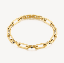 Load image into Gallery viewer, Stainless Steel Gold Chain Bracelet Satin Steel and Jet Color Crystals by Brosway
