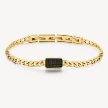 Load image into Gallery viewer, Stainless Steel Gold Chain Bracelet with Black CZ by Brosway