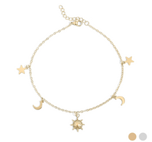 Load image into Gallery viewer, Stainless Steel Sun, Moon, and Stars Anklet