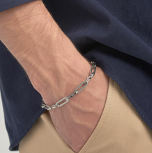 Load image into Gallery viewer, Stainless Steel Chain Bracelet Satin Steel Jet Color Crystals by Brosway