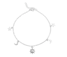 Load image into Gallery viewer, Stainless Steel Sun, Moon, and Stars Anklet